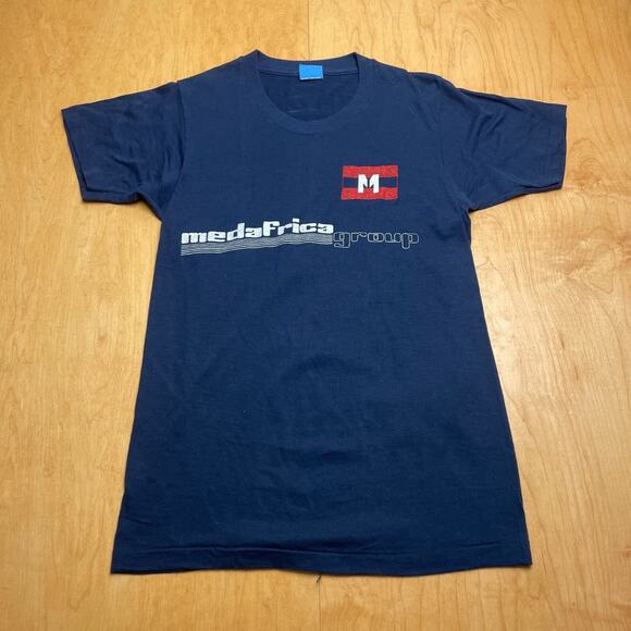 Vintage Screenstars Meda Frica Small Solid Blue Short Sleeve T-Shirt - Picture 1 of 9